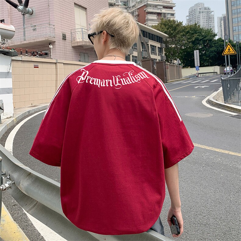 量大优供抖音视频支持得物品质配合二开美式三条杠短袖t恤ZD165,男装T恤,电商A486