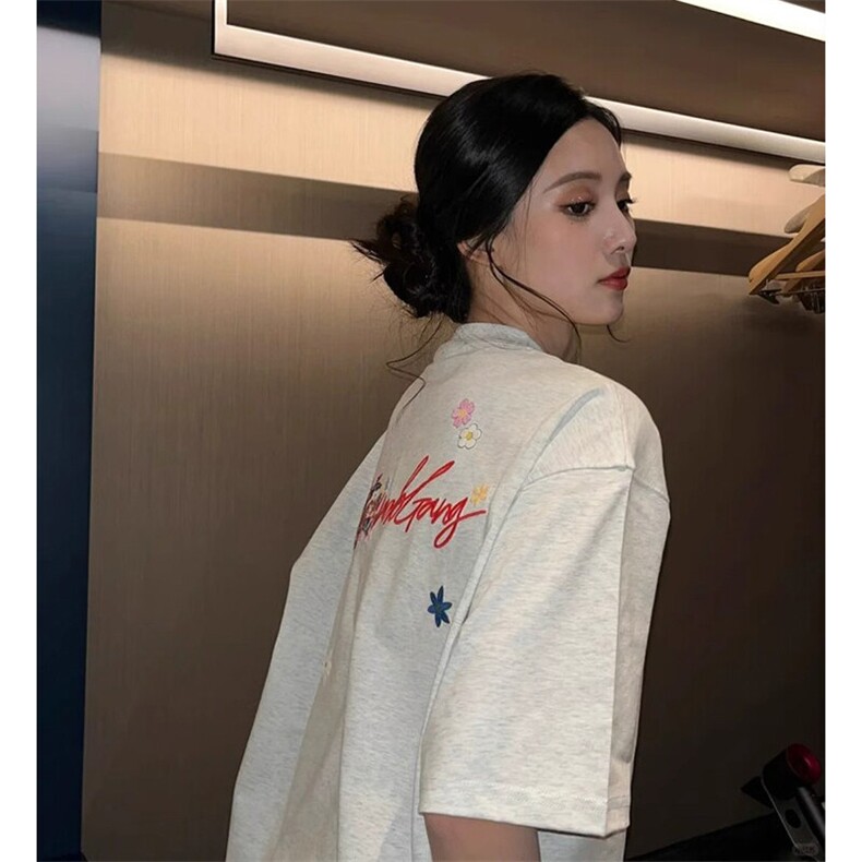 万针全刺绣工艺抖音得物高品质260克重磅纯棉双纱美式高街短袖T恤,男装T恤,电商A486-1