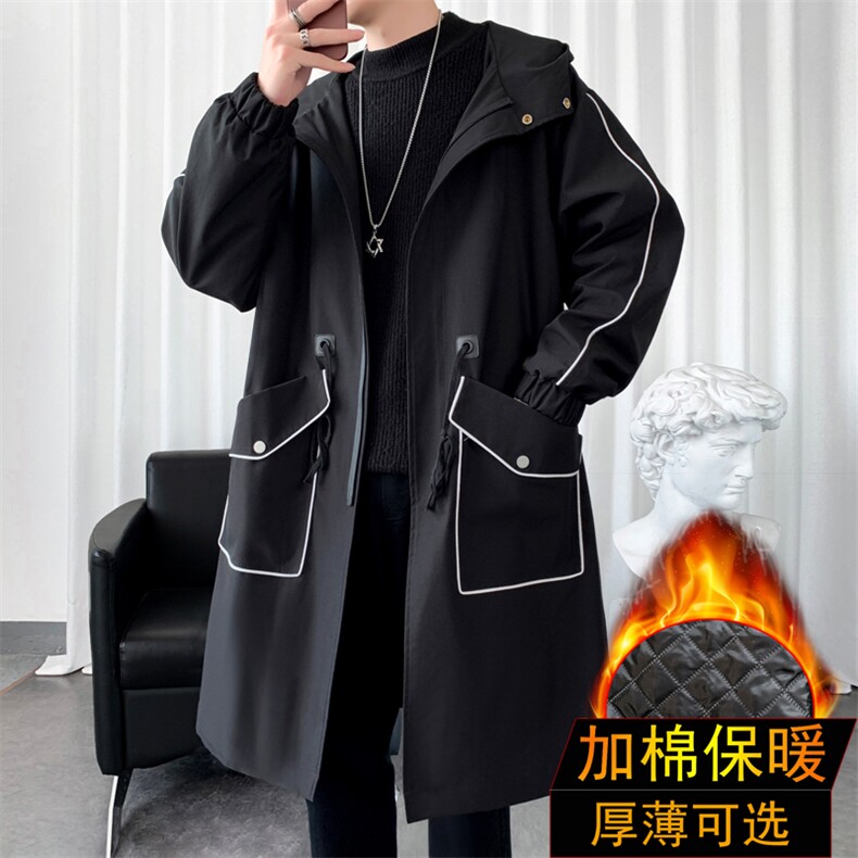 加绒加厚风衣男中长款大衣男棉衣男F080薄P105加棉P120爆景二,男装风衣,星座401