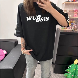 抖音得物高品质二开240克宽松纯棉美式潮牌三条杠织带短袖T恤图片