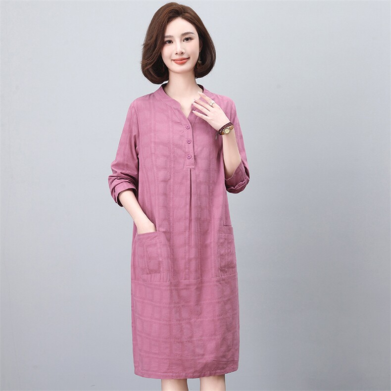 连衣裙2026新款女春秋中长款显瘦中年妈妈时尚洋气提花裙子潮,女装连衣裙,独衣靓