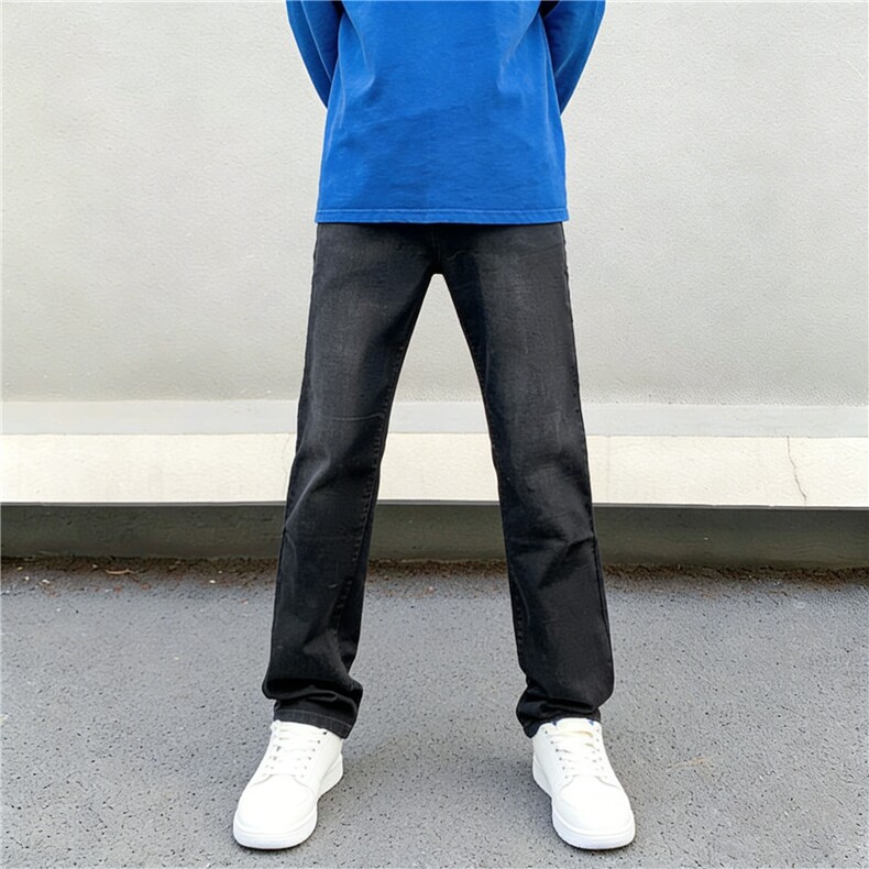 浅蓝色高街复古牛仔裤男春季新款修身显瘦美式直筒长裤子YZ87-P50,男装牛仔裤,星座509