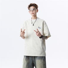2025无影墙夏季新款潮流刺绣猎狗脏脏宽松短袖T恤xz906-Y127P38，男装T恤，星座906（原电商a316-1）