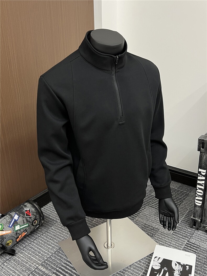 假模立领半拉链卫衣男秋季2025新款宽松长袖男A436-5101-P55,男装卫衣,电商A436