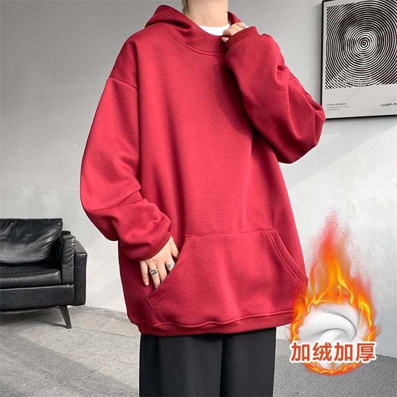8XL-M连帽卫衣硬挺连帽卫衣男美式复古重磅帽衫加绒外套WY9105P68图片