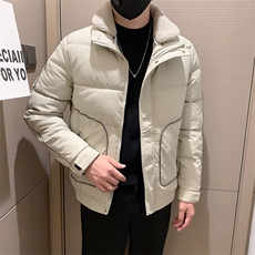 冬季新款皮棉衣男加厚可拆羊羔毛领立领修身痞帅棉袄PM01-P148，男装棉衣，电商D323（原B261）