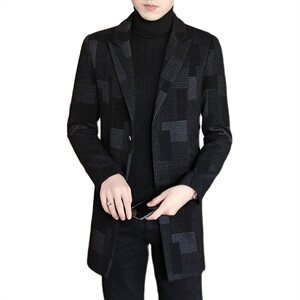 2021秋冬男士中长款修身毛呢大衣呢子风衣休闲翻领外N10图片