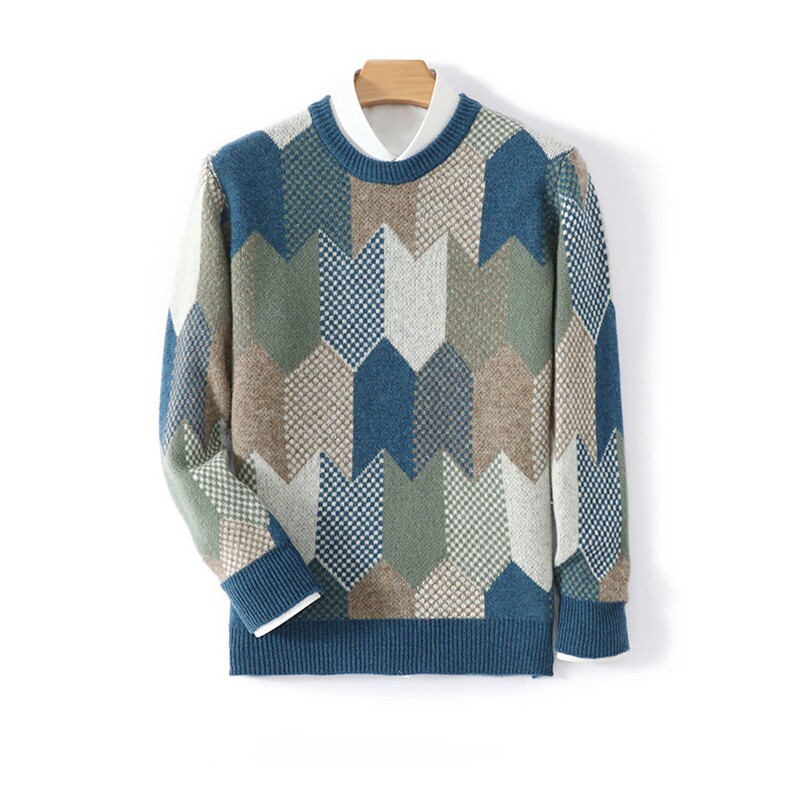 秋冬季男士毛衫时尚保暖宽松长袖打底衫针织衫休闲，男装羊毛衫，德晨羊绒