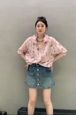 树叶花纹连帽防晒外套，其它，L·H·X