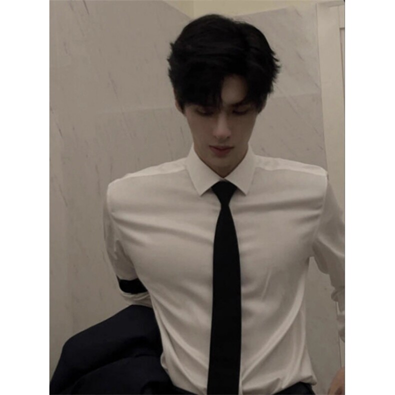 抖音得物二开高品质秋冬中性风冰丝休闲长袖衬衣垂感宽松上衣W88，男装衬衫，电商A486