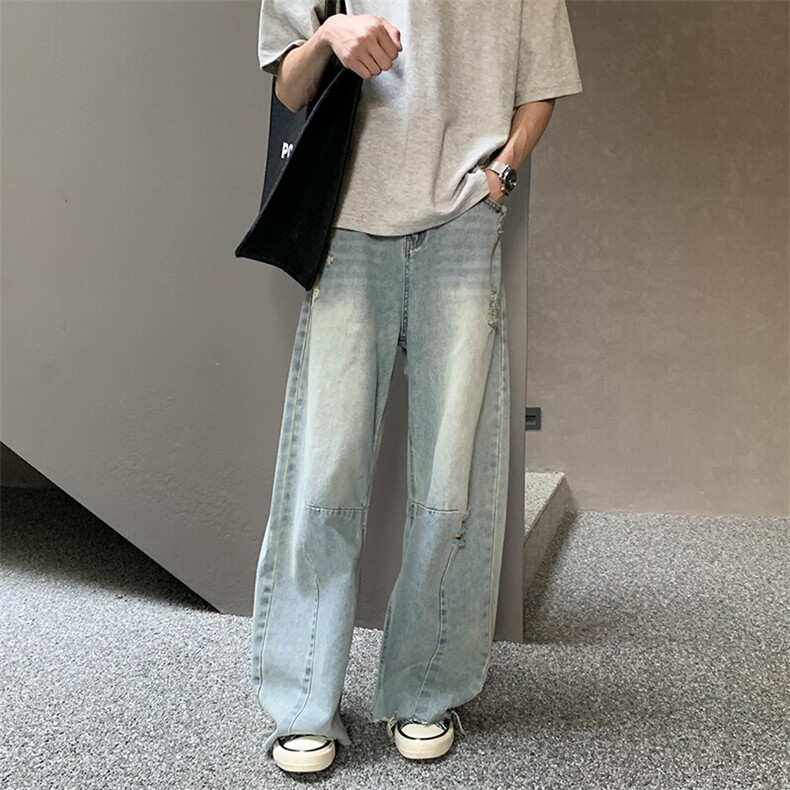 现货留下景夏季潮流破洞牛仔裤直筒宽松版型男裤长期有货571P49,男装牛仔裤,星座902A