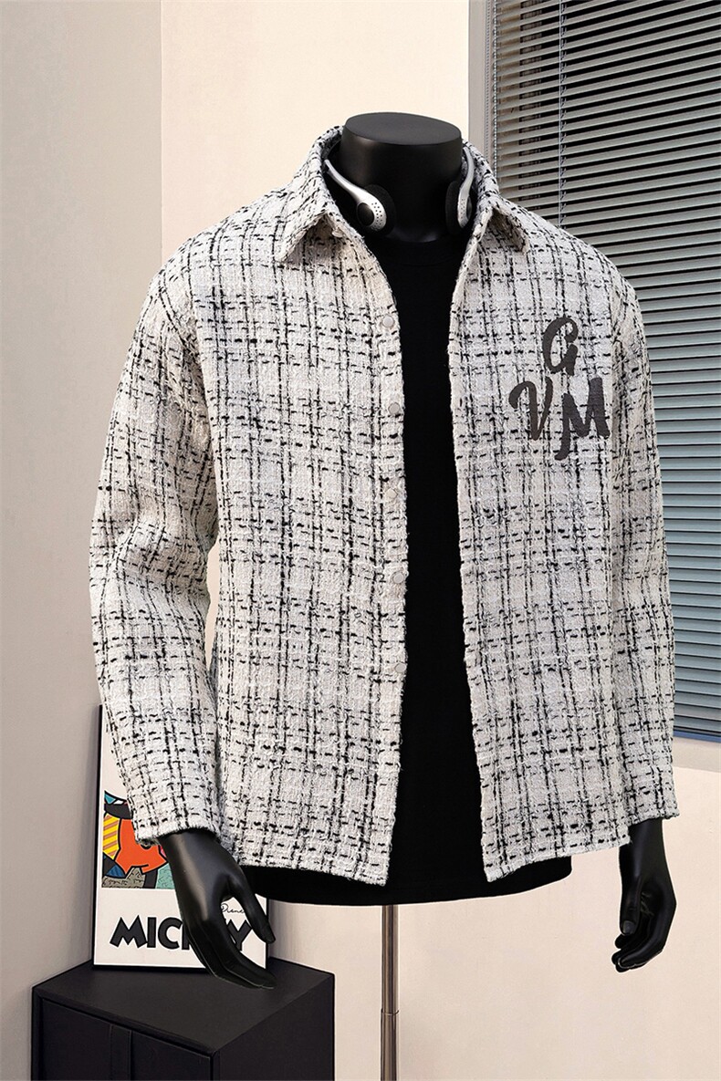 1小香风大码M-5XL面料：聚酯纤维潮长袖衬衣CCS8019P45控68,男装衬衫,星座226-2