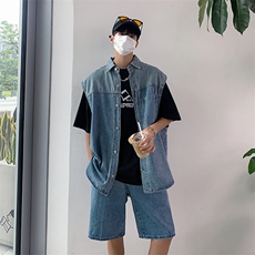 TZ37-P85日系复古潮流牛仔套装，男装休闲套装，星座1501-1