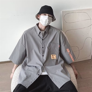 W391-P38 短袖衬衫夏季cityboy休闲百搭翻领衬衣薄款外套图片