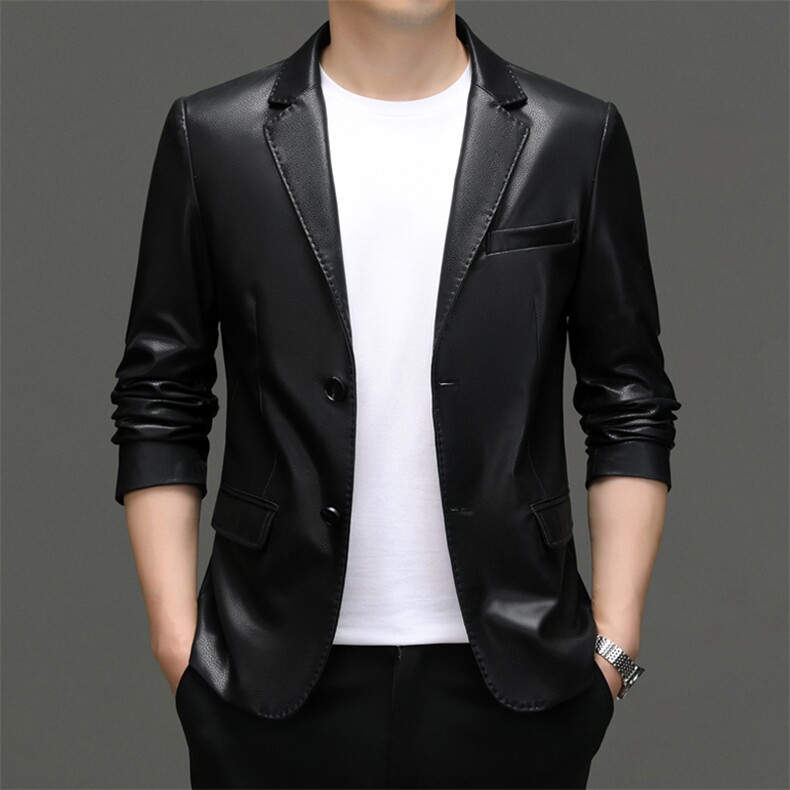 ZL36018秋冬新款男士休闲海宁皮衣西服绵羊皮外套皮衣男西装图片