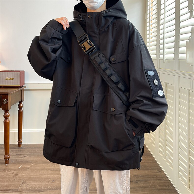 现货L到8XL2025秋季新款连帽夹克外套男宽松加肥加大码胖子胖人，男装夹克，钱塘717(原712)