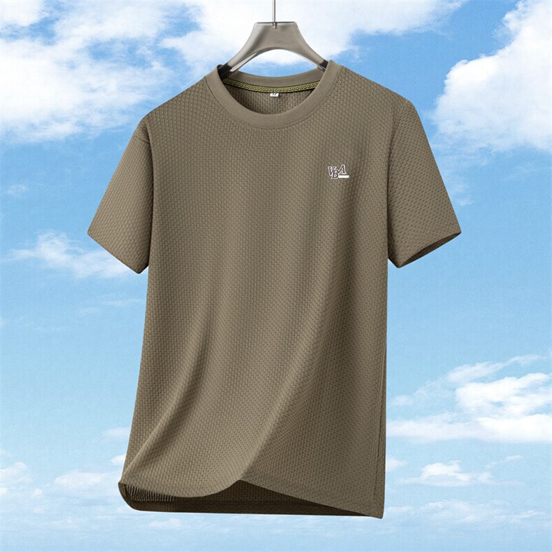 夏季简约休闲大码圆领高品质短袖T恤男冰丝上衣-T7988-P25，男装T恤，星座310B-3