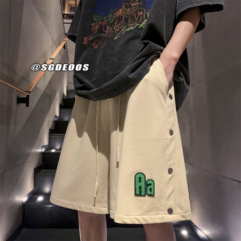 2023夏季排扣短裤潮牌宽松休闲裤运动裤313A-1-KK285-P45控价58,男装休闲裤,星座808A-1