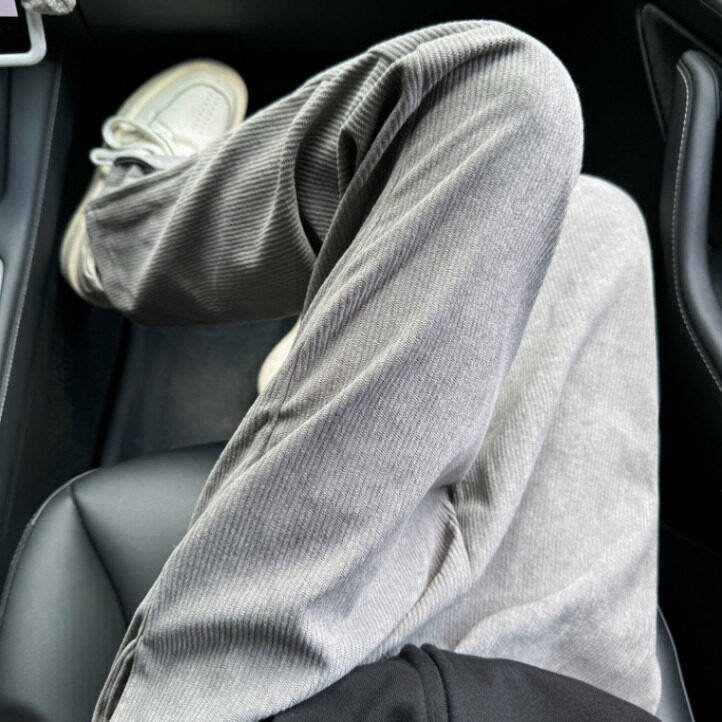 深灰色灯芯绒裤子男秋冬脚口拉链运动卫裤美式高街cleanfit休闲裤,男装休闲裤,星座601-2