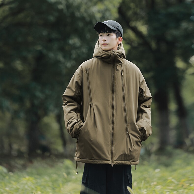 新款冬季日系机能风连帽工装潮流棉衣外套情侣百搭MY9087-P100,男装棉衣,电商A128