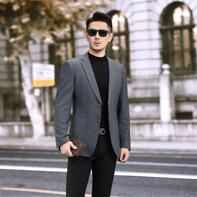 春季新款便西男士格子西装休闲西服外套7817P145225,男装西服套装,电商D225-1