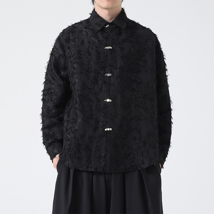 C8601P75无影墻新中式暗黑风风唐装汉服衬衫长袖提花,男装衬衫,电商A026