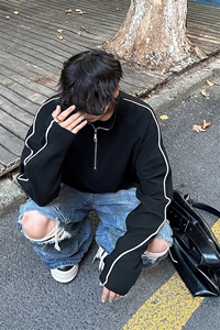 冬季男装2026新款打底衫半高领拉链秋装内搭长袖T恤卫衣S362-P48图片