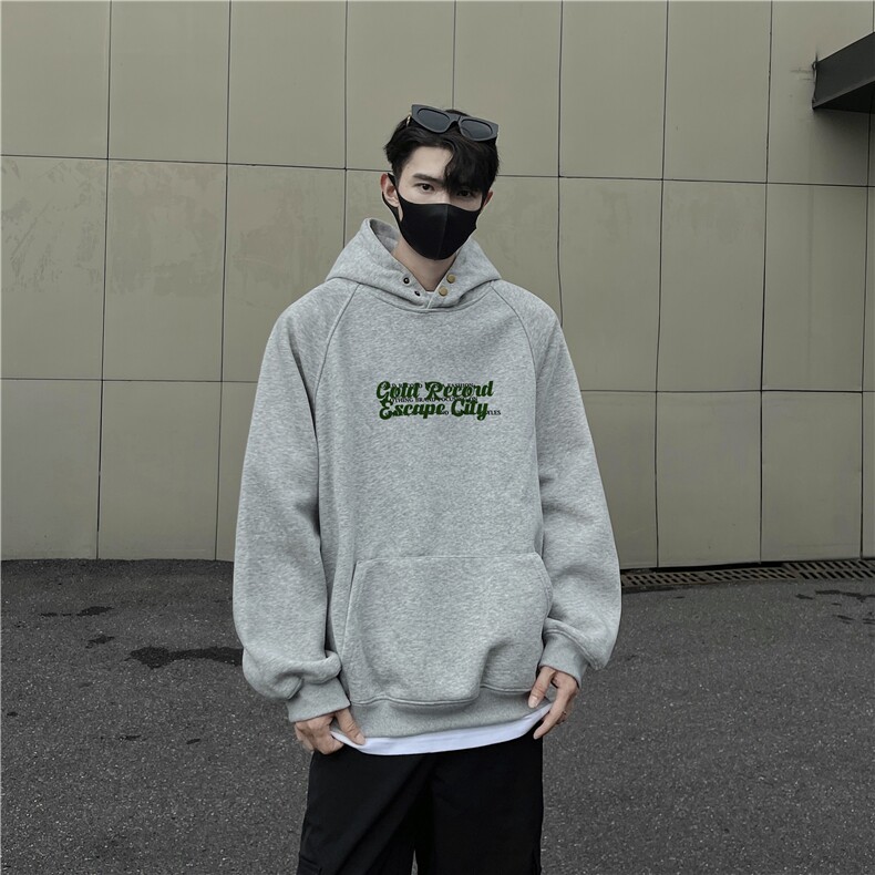 美式重磅纽扣字母印花加绒连帽卫衣秋冬潮男棉套头外套GW0101-P70,女装短外套,星座216(原A116)