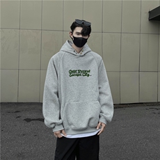 美式重磅纽扣字母印花加绒连帽卫衣秋冬潮男棉套头外套GW0101-P70，女装短外套，星座216(原A116)
