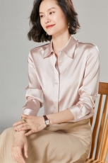 垂感白色衬衫女设计感小众上衣高级感抗皱醋酸缎面真丝长袖衬衣春，女装衬衫，宋氏羊绒