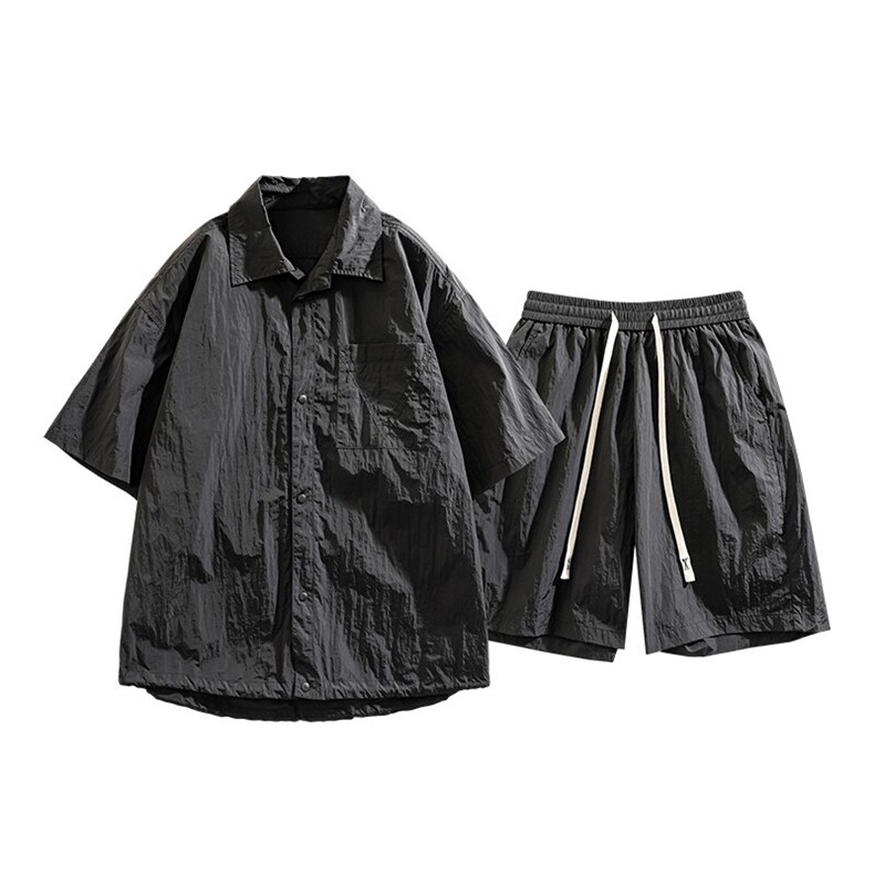 夏季新款衬衫男短袖高级感冰凉休闲短裤潮两件套A436-2539-P60,男装衬衫,电商A436