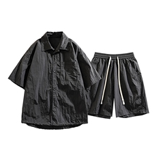 夏季新款衬衫男短袖高级感冰凉休闲短裤潮两件套A436-2539-P60，男装衬衫，电商A436