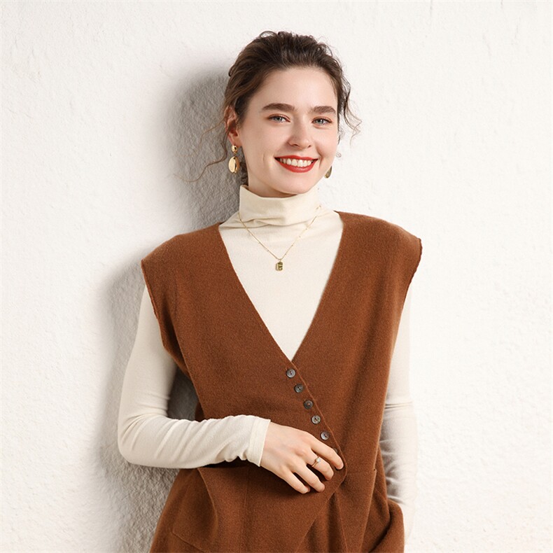 春秋装新款韩版宽松慵懒风显瘦套头女士针织35%羊绒上衣,女装马甲,绒源之鑫