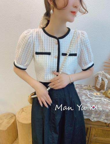 夏季新款，蕾丝小衫，女装，MAN YU 蔓羽