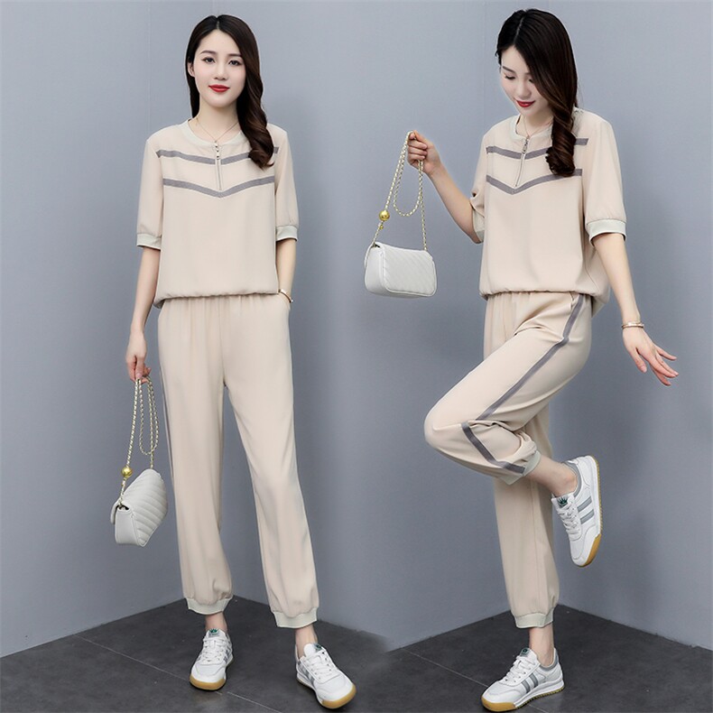 运动女夏季2025新款夏装中年妈妈品牌时尚洋气短袖气质,女装运动套装,凯瑟曼