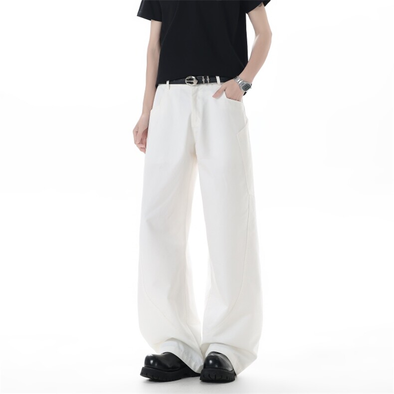 1506-1/KP260111/P60美式复古白色弯刀裤男生秋季款宽松直筒阔腿,男装休闲裤,星座1506-1