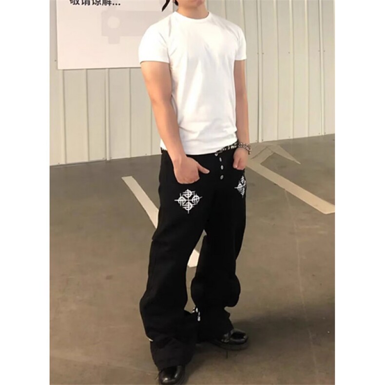 春秋季黑色宽松百搭直筒卫裤运动休闲长裤男款束脚裤N6655,男装休闲裤,星座1116A（原606A-3）