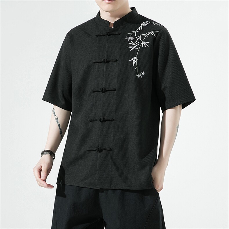 新中式风潮T恤短袖民族服饰刺绣汉服时尚唐装T329-P58,男装T恤,电商A227