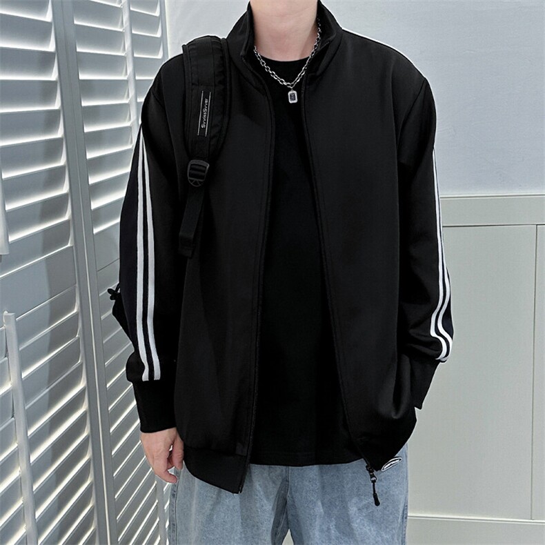 现货开衫卫衣外套男垂感运动服上衣宽松立领夹克A116 P65加绒P75图片