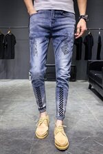 2021春夏薄款弹力牛仔裤男潮流时尚修身小脚裤QT6027-89062，男装牛仔裤，电商D218