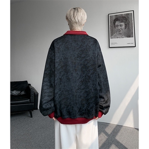 现货WY10159-特P50 控88美式复古撞色解构拼接大码男宽松情侣卫衣图片