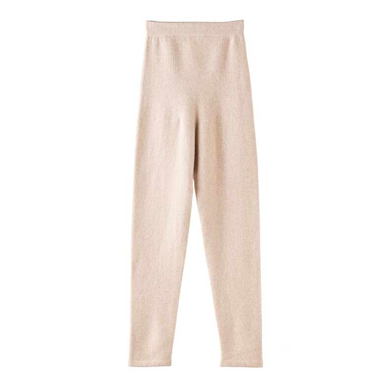 2025秋冬新款羊绒裤女100%纯山羊绒松紧腰纯色保暖时尚针织打底裤，女装打底裤，濮尚羊绒