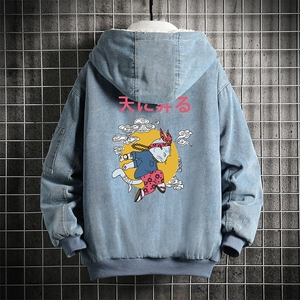 NM53012-P140 牛仔外套男大码加厚加绒衣男羊羔毛服男 网格图片