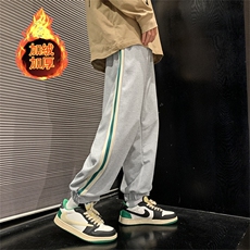 条纹撞色裤子男秋冬季加厚魔术贴束脚卫裤运动休闲裤K49545-P39，男装休闲裤，星座512-2