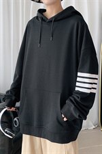 2021秋季新港风短句大码男条纹印花连帽套头卫衣W5016-P50，男装卫衣，电商A001