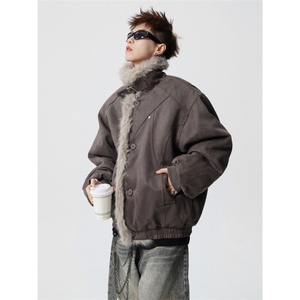 706-LK8181-P118 现货 冬季座山雕加厚棉服大翻领毛绒外套图片
