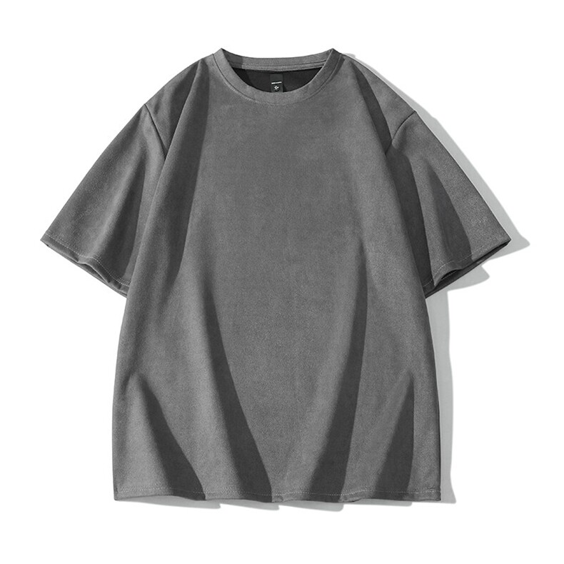 抖音得物直播高品质二开240克美式高街麂皮绒光版纯色短袖t恤12.5，男装T恤，电商A486-1