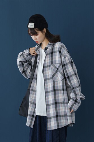 2021棉质 大码衬衫男女情侣装韩版潮流宽松衬衣休闲DX36 P48 控68图片