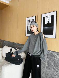 （现货）新款秋装针织漏肩卫衣，女装卫衣/绒衫，大麦