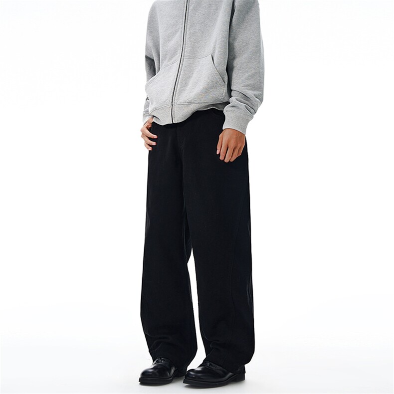 2025秋冬美式棕色美拉德拼接休闲裤男直筒款式弧形锥形长裤子潮，男装休闲裤，星座301D-3